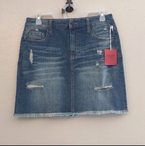 New Mossimo ripped distressed mini blue jean denim skirt size 10